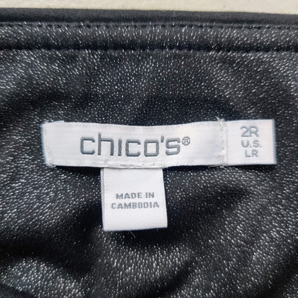 CHICO'S Ponte Pull-on Pants 2/L Ankle Shimmer Side Stripe Leggings Pockets - Picture 4 of 10